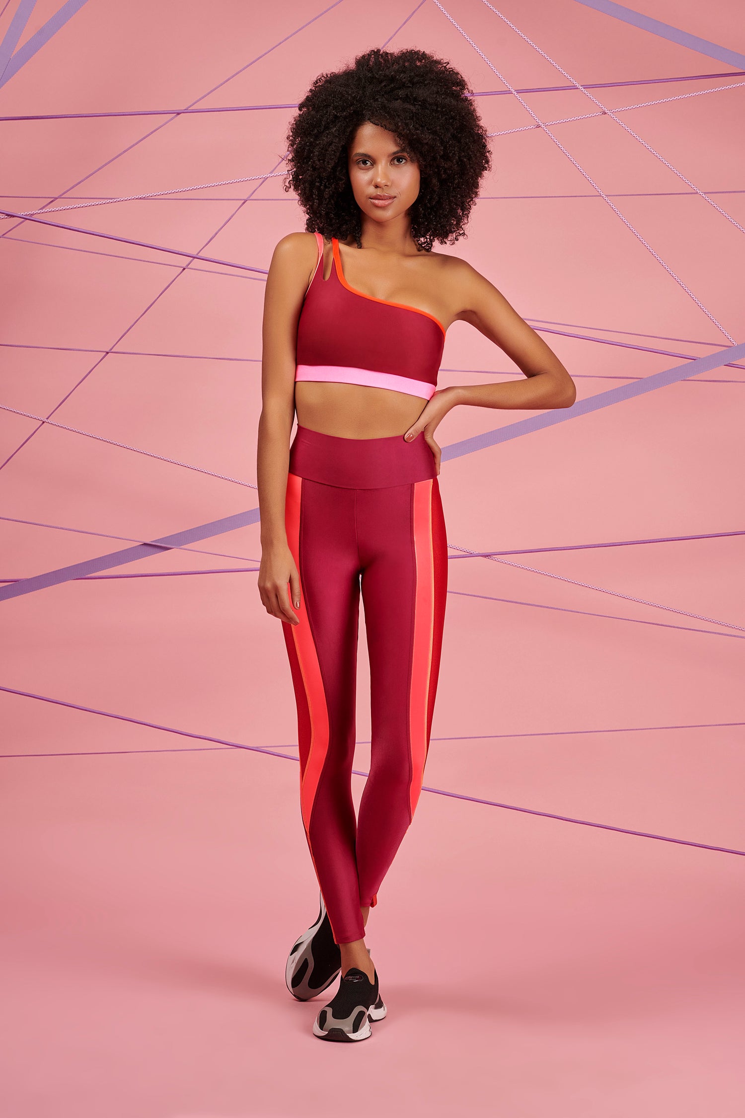 High-Waisted Leggings | Patchwork Red