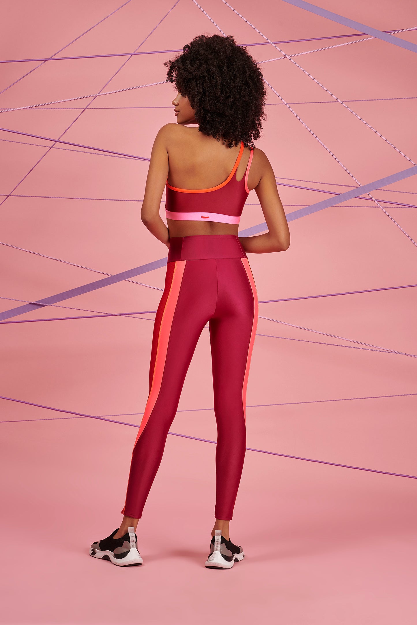 High-Waisted Leggings | Patchwork Red